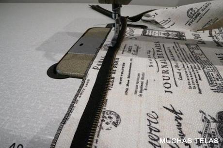 Patrones y explicaciones para confeccionar una mochila Colocar cremallera primer lado