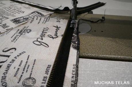 Patrones y explicaciones para confeccionar una mochila Colocar cremallera segundo lado