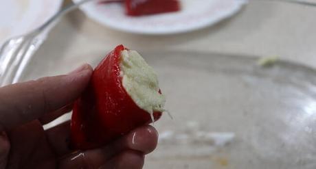 Pimientos Rellenos de Bacalao con Thermomix ® Rellenar los pimientos con la brandada de bacalao