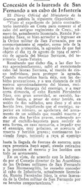 El laureado cabo montañés Ramón Fernández Sáez