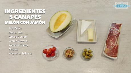 5 CANAPÉS de MELÓN con JAMÓN 🍈🐷 Presentaciones Diferentes y Originales | Recetas de Navidad 9/24 ingredientes canapés de melón