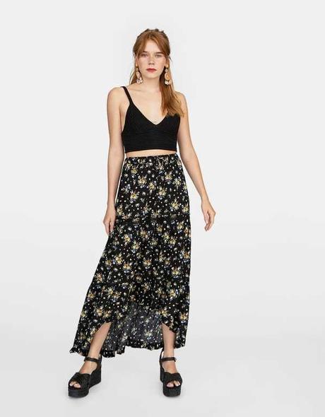 Falda Flores Stradivarius 2019