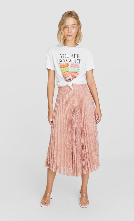 Falda Flores Stradivarius 2019