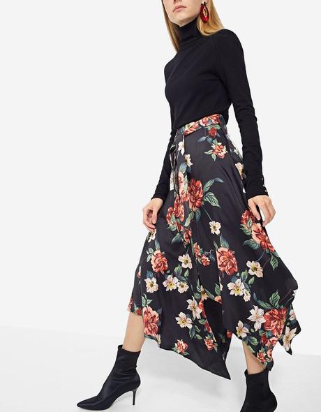 Falda Flores Stradivarius 2019