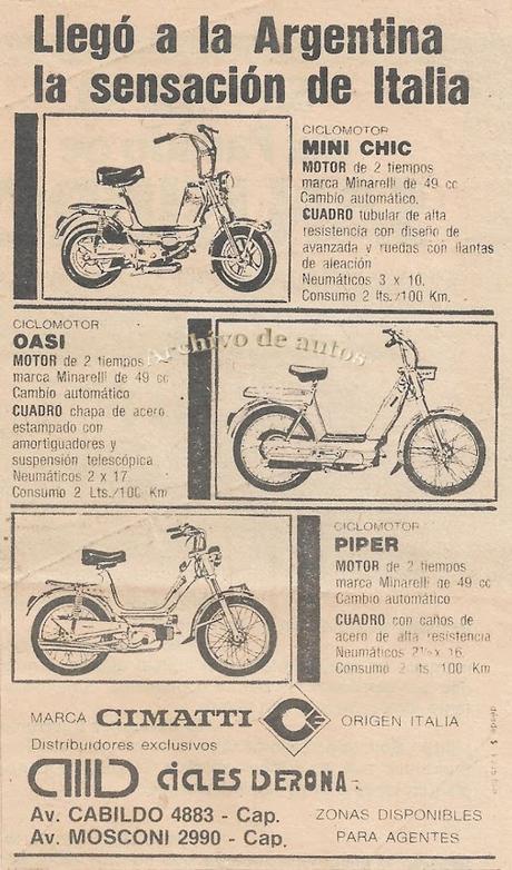 Ciclomotores Cimatti importados a Argentina en el año 1980 Ciclomotores Cimatti importados a Argentina en el año 1980