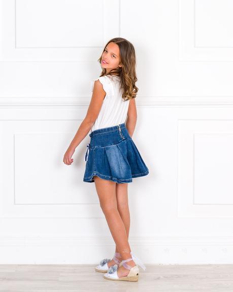 Falda Tablas Azul Marino Nina