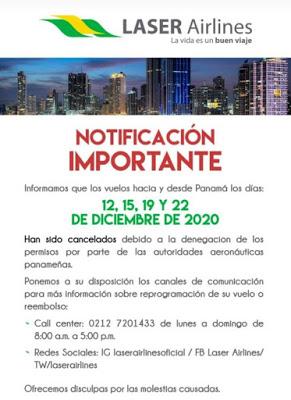 Vuelos aéreos entre Venezuela y Panamá han sido suspendidos a partir del 13 de diciembre 2020 Vuelos aéreos entre Venezuela y Panamá han sido suspendidos a partir del 13 de diciembre 2020