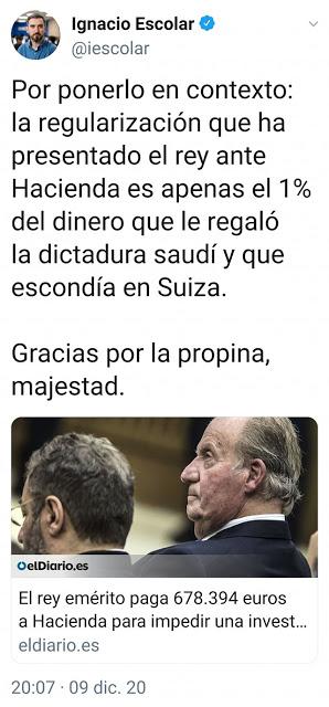 El rey emérito confiesa que ha defraudado a Hacienda y que le han pillado.