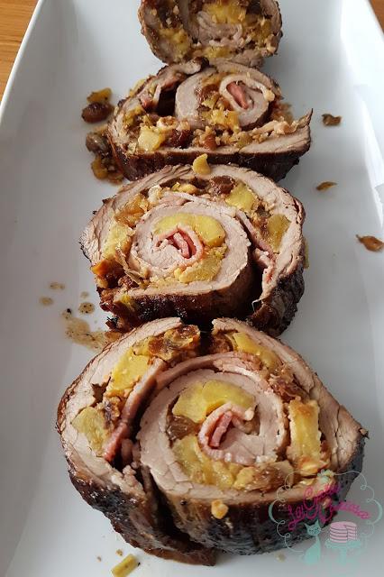 PLUMA  DE TERNERA RELLENA DE MANZANA Y PASAS