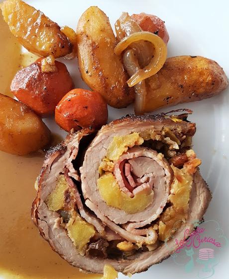 PLUMA  DE TERNERA RELLENA DE MANZANA Y PASAS