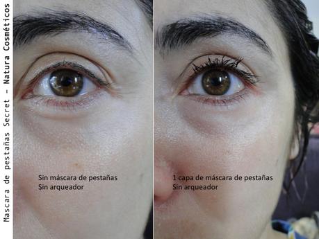 Máscara de pestañas Secret e Iluminador de rostro y cuerpo de Natura Argentina, a prueba.