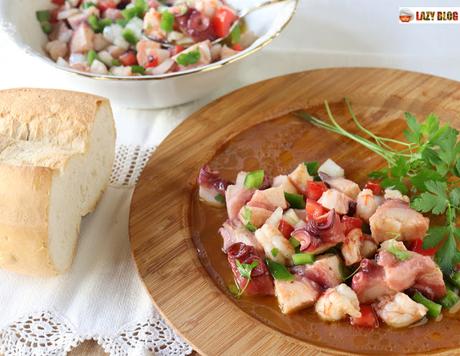 Receta de salpicón de pulpo y langostinos, entrante para nochebuena