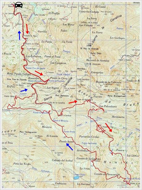 La Infiesta-La Canalina-Brañapiñueli-La Roza-Mericueria-La Carricera