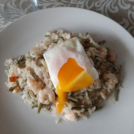 RISOTTO DE ESPARRAGOS Y GAMBAS CON ARROZ KONJAC