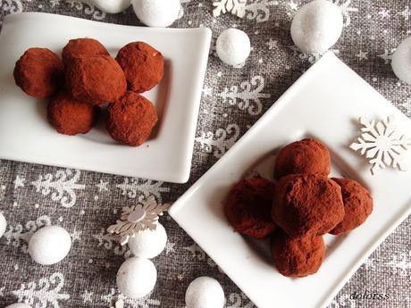 Trufas de mascarpone , chocolate blanco  y cacao