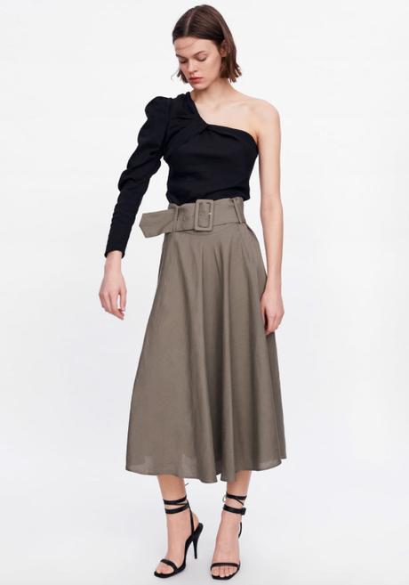 Falda Larga Gris Zara