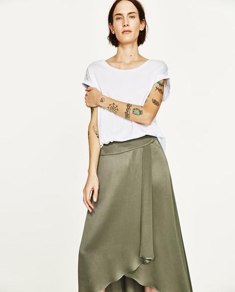 Falda Larga Gris Zara