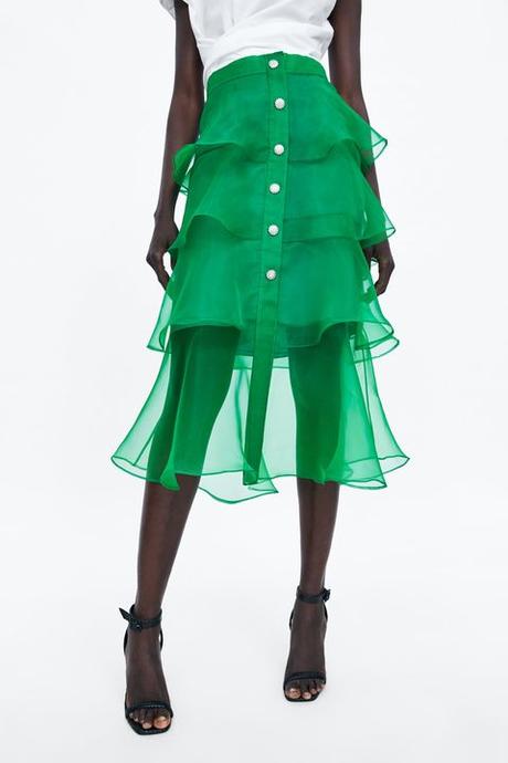 Falda Larga Gris Zara