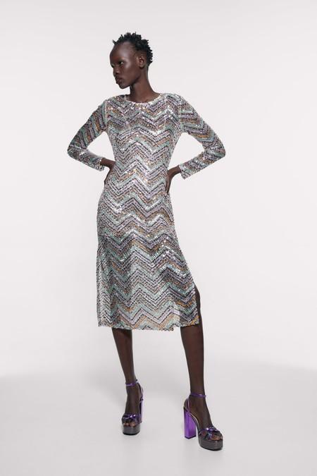 Falda Larga Gris Zara