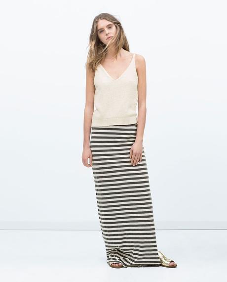 Falda Larga Gris Zara