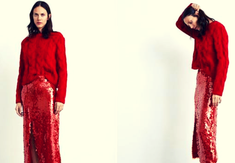 Falda Larga Gris Zara