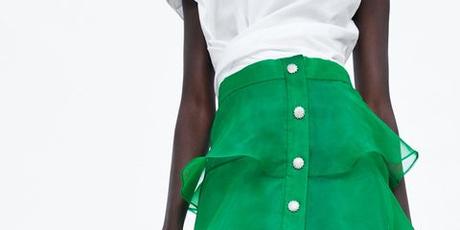 Falda Larga Gris Zara