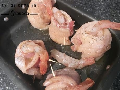 Popietas de trucha asalmonada con jamón y salsa de mostaza