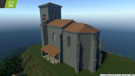 Réplica en Minecraft RTX: Iglesia de San Lorenzo Mártir de Fuenteodra (Burgos), España.