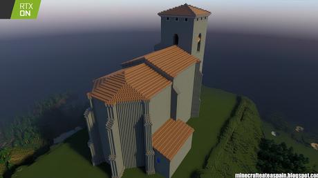 Réplica en Minecraft RTX: Iglesia de San Lorenzo Mártir de Fuenteodra (Burgos), España.