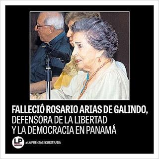 Doña Rosario Arias Guardia de Galindo, una dama de la libertad de expresión y defensora de la democracia.