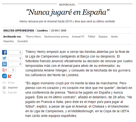 Nunca iba a jugar en España, igual es que consideraba ya que el Barcelona no jugaba en la Liga española. Si que jugó en España y varios años. 