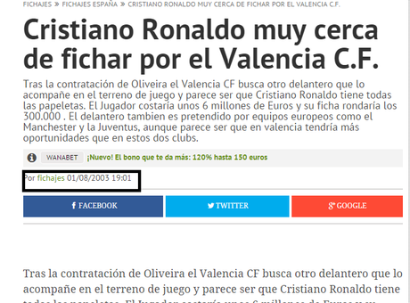 Pues si, Paco Roig llegó a decir que tenía atado a CR7 por aquella época sólo Cristiano Ronaldo, hace más de una década. 