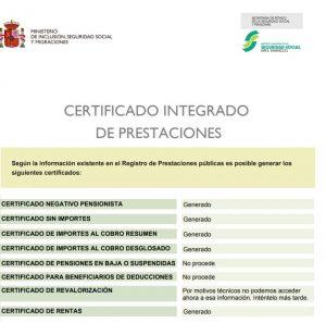 Incidencias con las cuantiás en el nuevo certificado integrado de prestaciones Incidencias con las cuantiás en el nuevo certificado integrado de prestaciones
