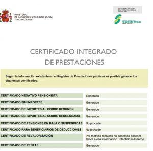 Incidencias con las cuantiás en el nuevo certificado integrado de prestaciones