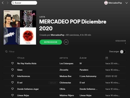 Las playlists de Mercadeo Pop en Spotify: diciembre de 2020
