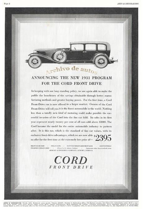 Cord L 29, un auto estadounidense con tracción delantera de 1929 Cord L 29, un auto estadounidense con tracción delantera de 1929