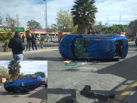 Ebrio volcó en Avenida Muñoz y dejo sin luz a la colonia