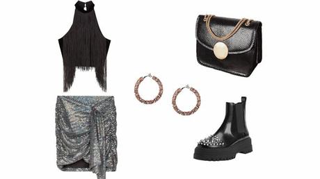 Falda Rosa Brillo Bershka