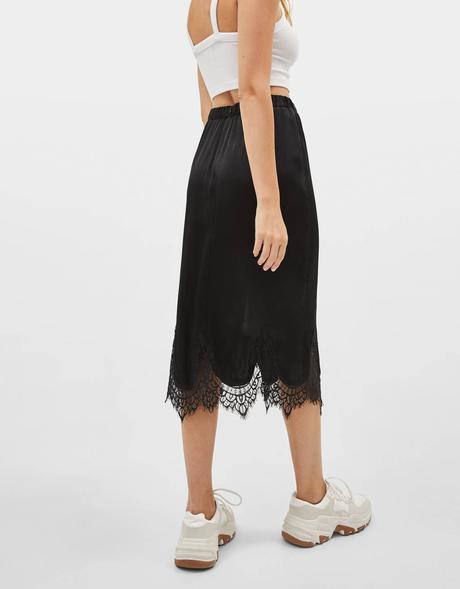 Falda Rosa Brillo Bershka