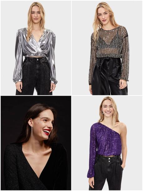 Falda Rosa Brillo Bershka