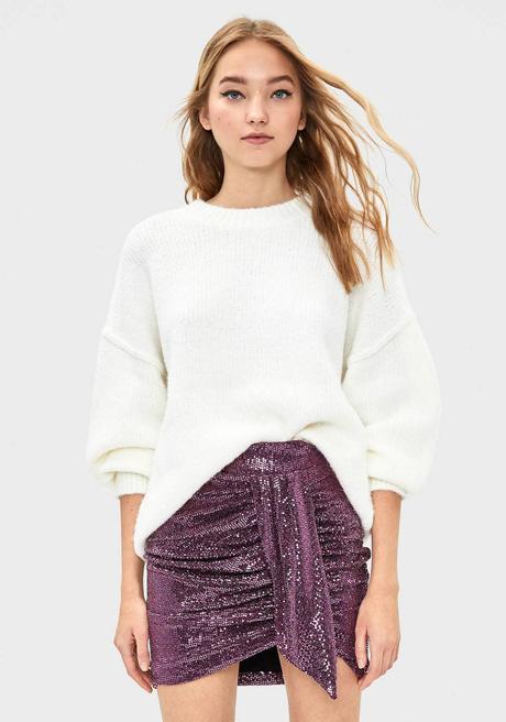 Falda Rosa Brillo Bershka