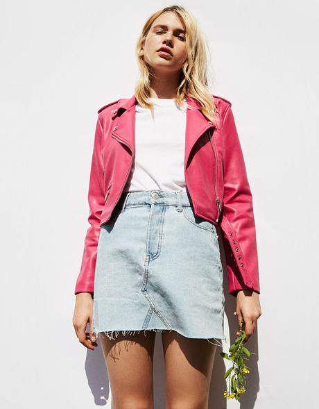 Falda Rosa Brillo Bershka