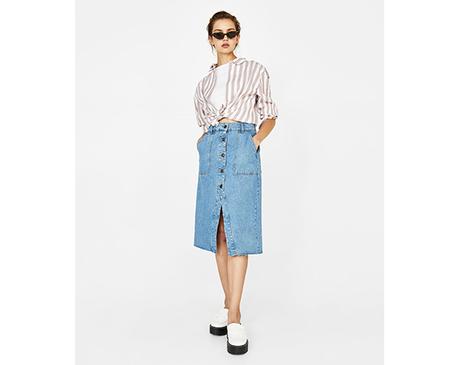 Falda Rosa Brillo Bershka