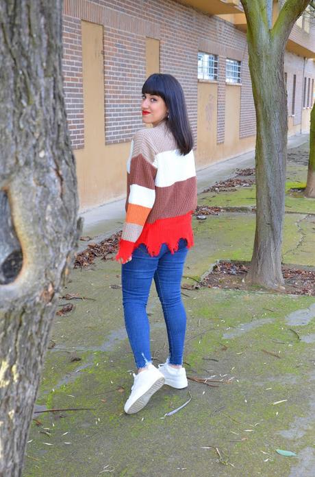 Jersey deshilachado rayas