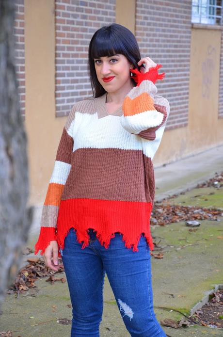 Jersey deshilachado rayas