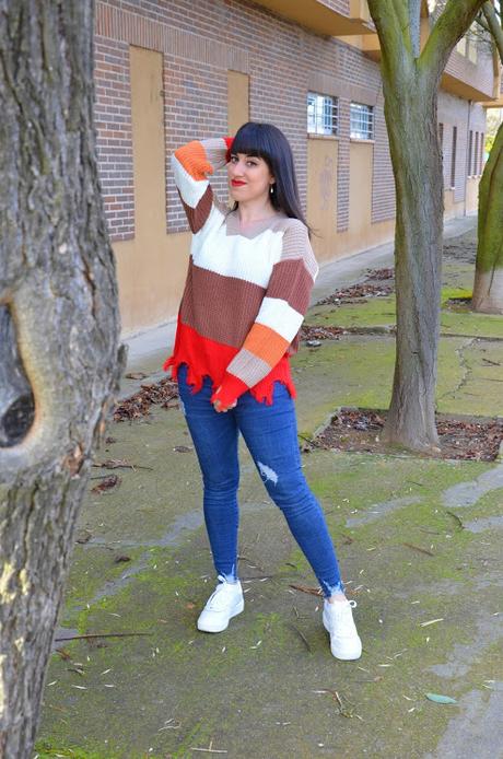 Jersey deshilachado rayas