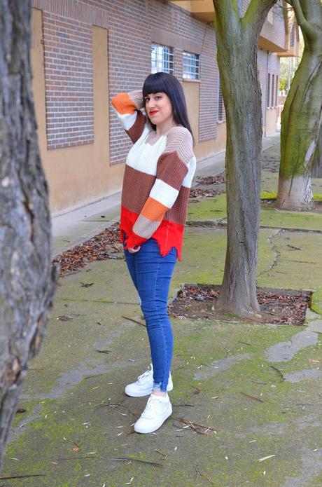 Jersey deshilachado rayas