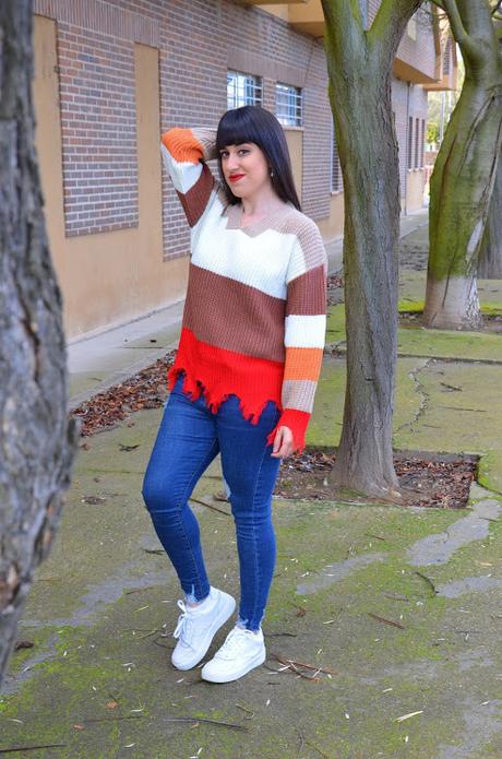 Jersey deshilachado rayas