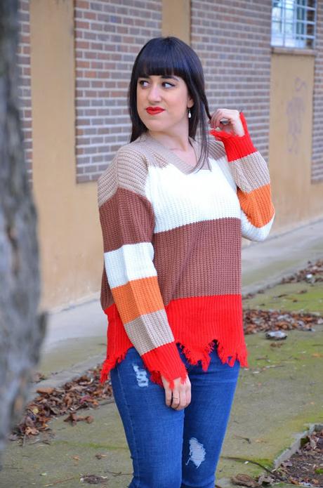 Jersey deshilachado rayas