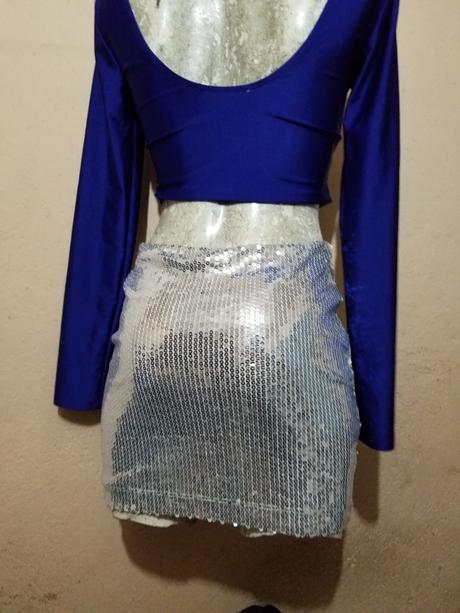 Falda De Lentejuelas Plateada Corta